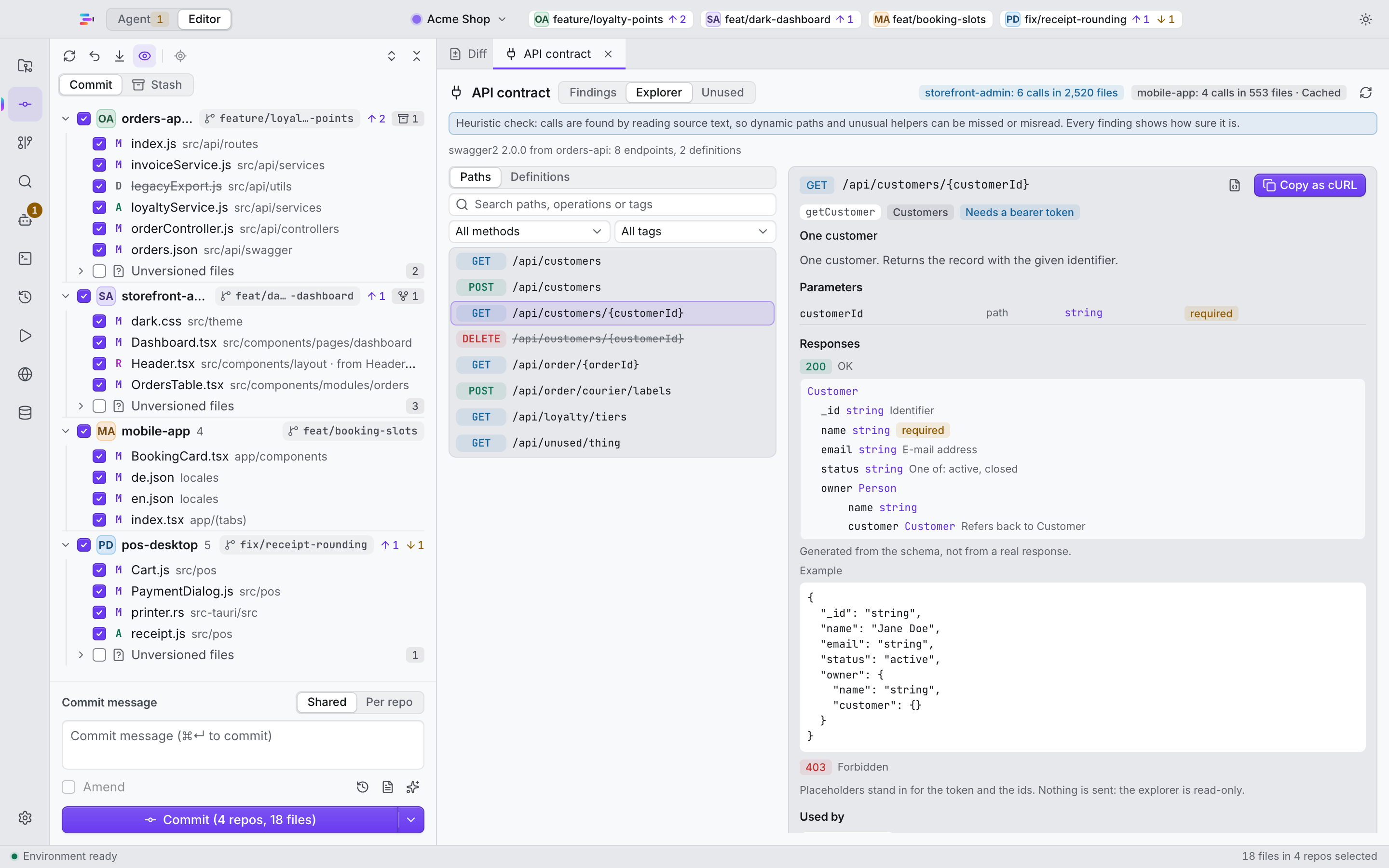 The read-only Swagger explorer inside the IDE.